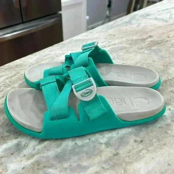 Chaco women’s chillos slide adjustable strap sandals teal & gray size 7 - Picture 4 of 12
